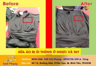 SỬA ÁO BỊ ỦI THỦNG Ở NGỰC VÀ TAY