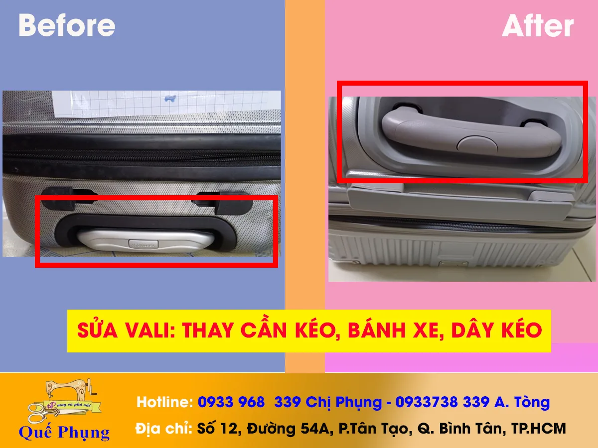 SỬA VALI: THAY CẦN KÉO, BÁNH XE, KHÓA KÉO TẠI TP.HCM